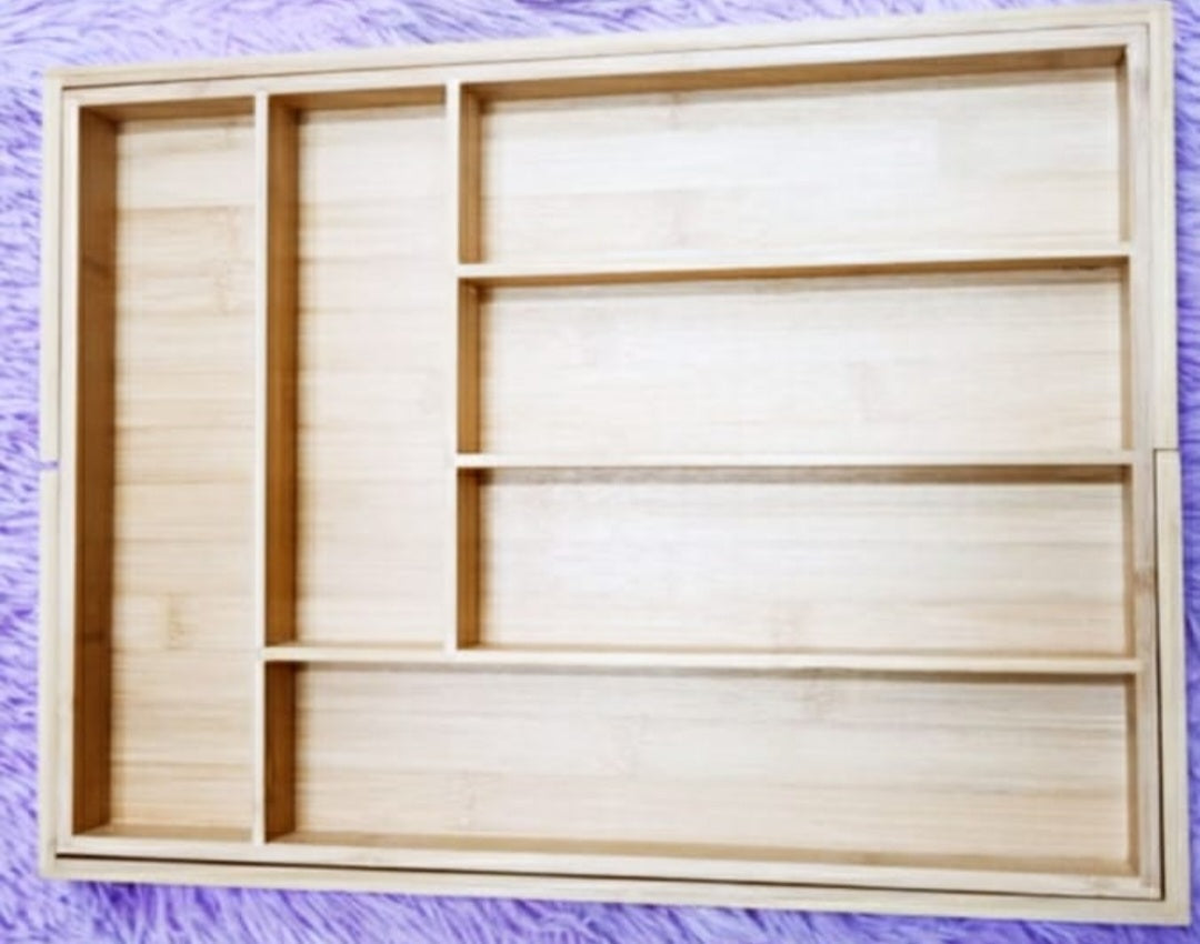 Organisateur de couverts en bambou extensible