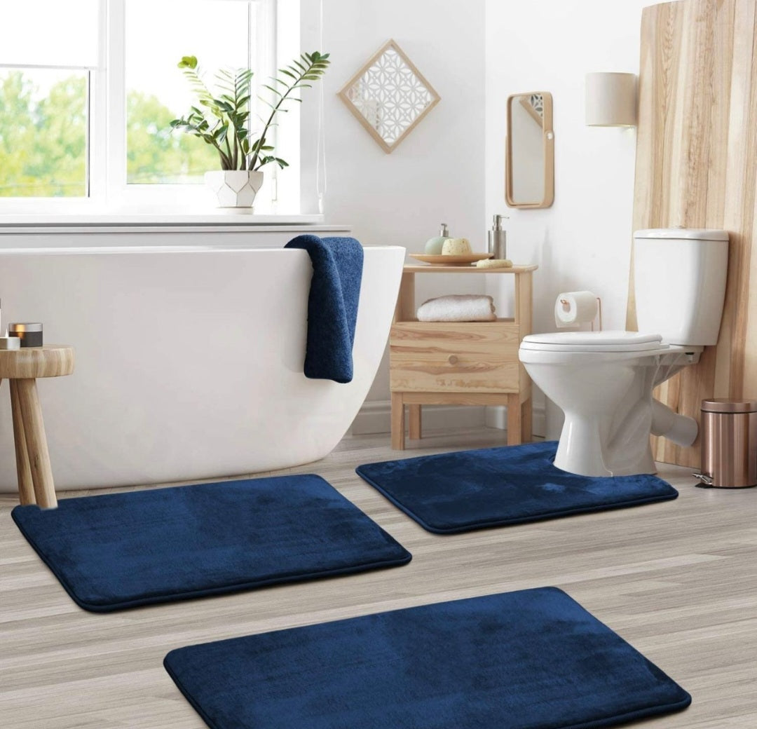 Ensemble de tapis de bain en mousse à mémoire pour salle de bain