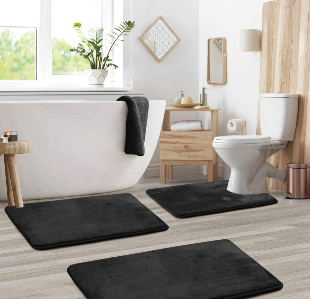 Ensemble de tapis de bain en mousse à mémoire pour salle de bain