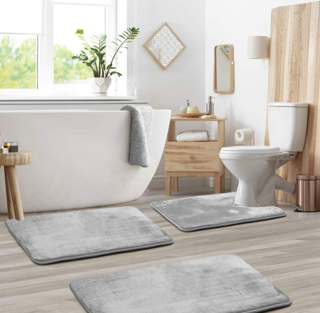 Ensemble de tapis de bain en mousse à mémoire pour salle de bain