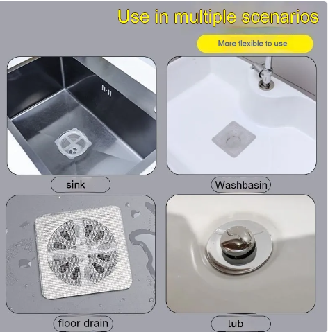 Plaque de drainage autocollante jetable - anti-obstruction, protection contre les insectes et anti-cheveux