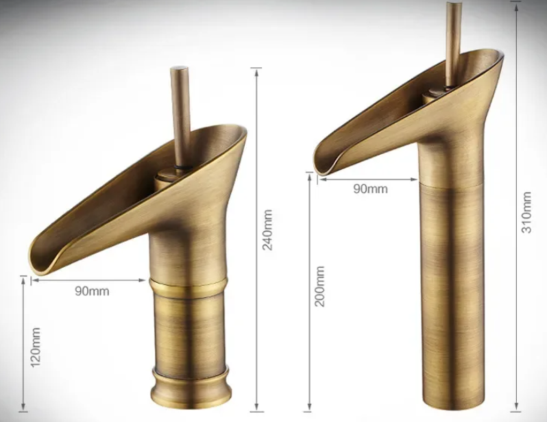 Antique Floroux waterfall faucet | Bathroom faucet | Solid brass | Modern and classic | Sink mixer
