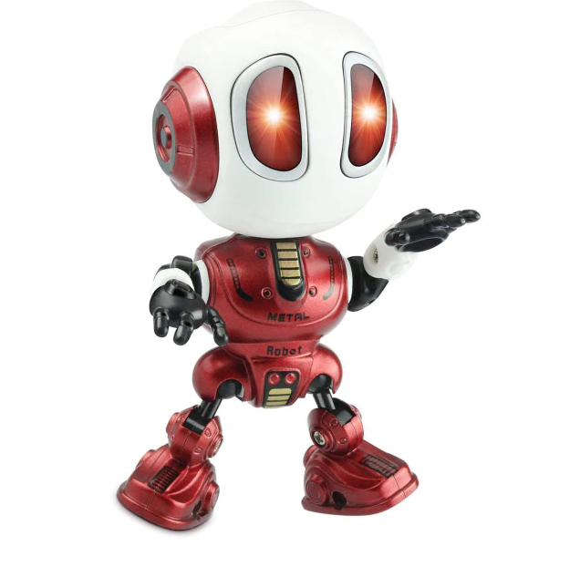 Robot parlant pour enfants – Rechargeable via USB, yeux LED, support de téléphone et de stylo – Jouet
