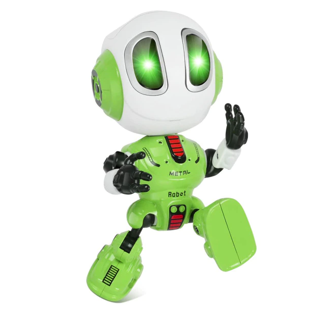 Robot parlant pour enfants – Rechargeable via USB, yeux LED, support de téléphone et de stylo – Jouet