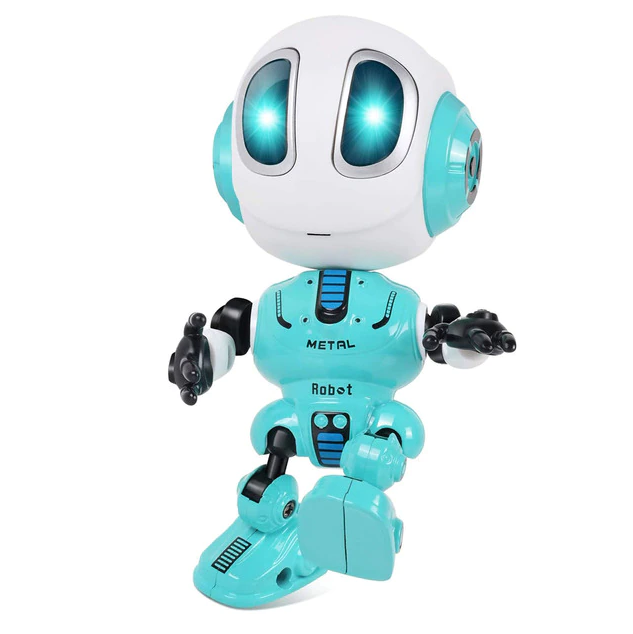 Robot parlant pour enfants – Rechargeable via USB, yeux LED, support de téléphone et de stylo – Jouet