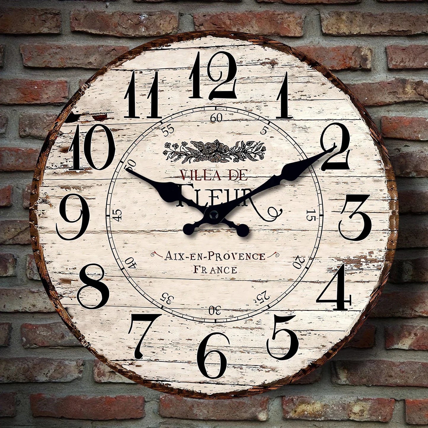 Horloge Murale Silencieuse CharmRustic – Finition Vintage en Bois, Sans Tic-Tac