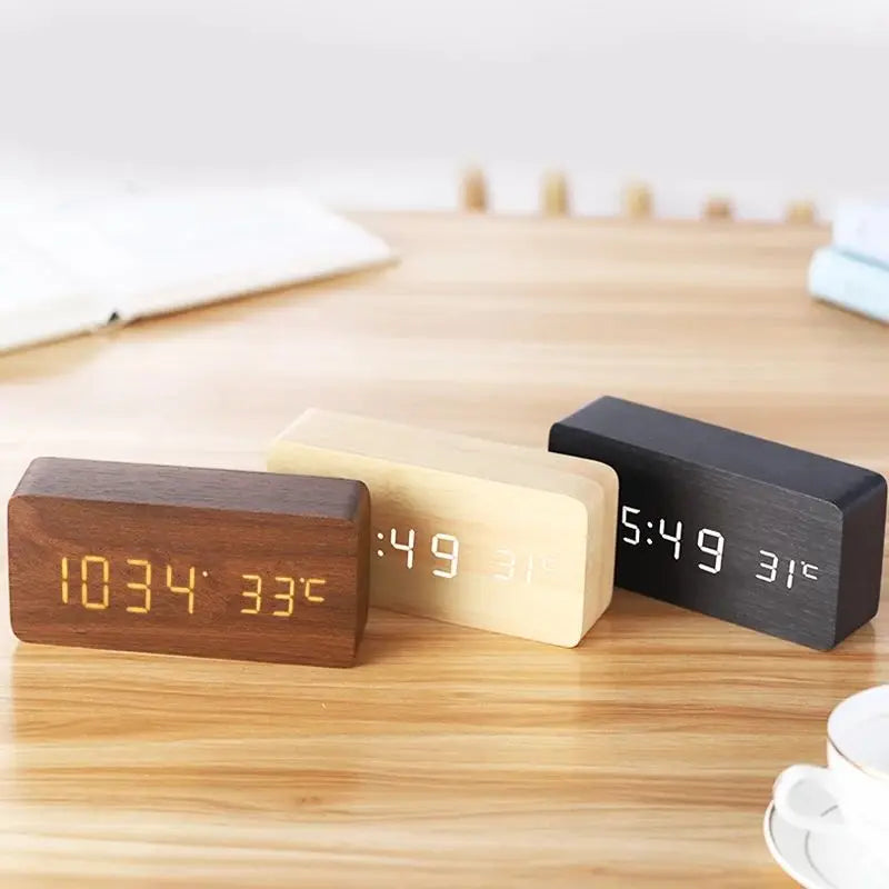Floroux Wooden Digital Alarm Clock | LED Display | Modern Design | Silent | Eco-Friendly