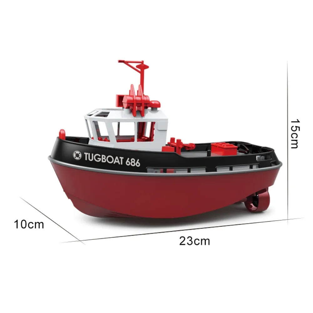 Bateau de remorquage RC puissant à double moteur - Modèle 1:72 bateau télécommandé électrique pour garçons, plaisir sans fil