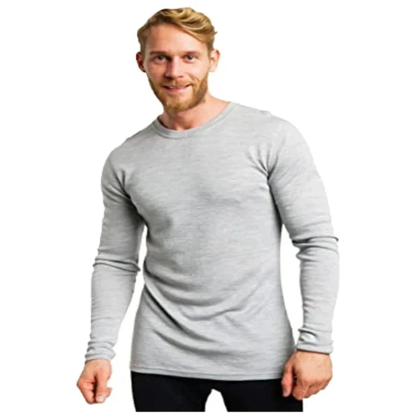 Ensemble de couche de base thermique en laine mérinos pour hommes - Haut à manches longues de poids moyen de 240G & Chaussettes de randonnée gratuites