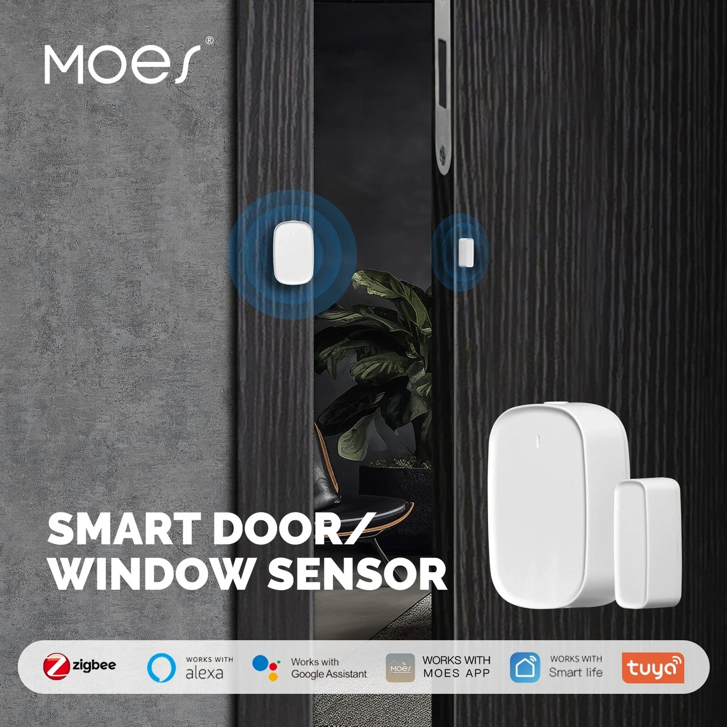 Tuya ZigBee Capteur Intelligent de Fenêtre Porte Barrière - Surveillance de Sécurité WiFi via les Applications SmartLife Google Alexa