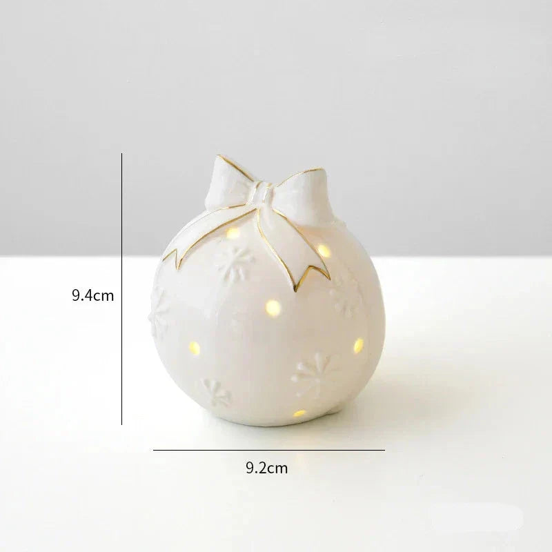Bonhomme de neige en céramique lumineux – Figurine décorative festive pour des soirées d'hiver chaleureuses