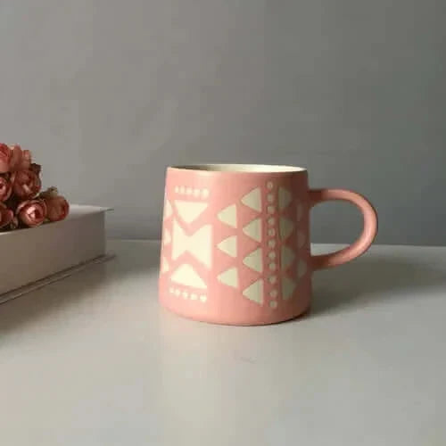 Tasse chic peinte à la main avec couvercle et cuillère optionnels