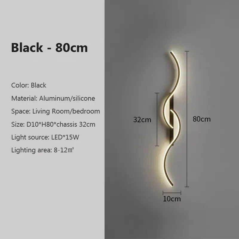 Lampe murale LED 60/80/100CM Télécommande intelligente Température de couleur réglable Luminosité Chambre de nuit Salon Appliques murales