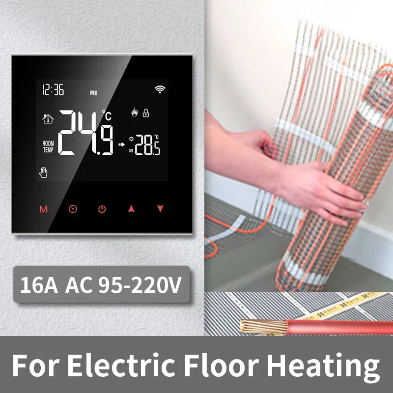 Thermostat Intelligent Tuya Contrôle pour Chauffage au Sol Hydraulique & Électrique - Contrôle Vocal Wifi via Google Alexa SmartThings Apps