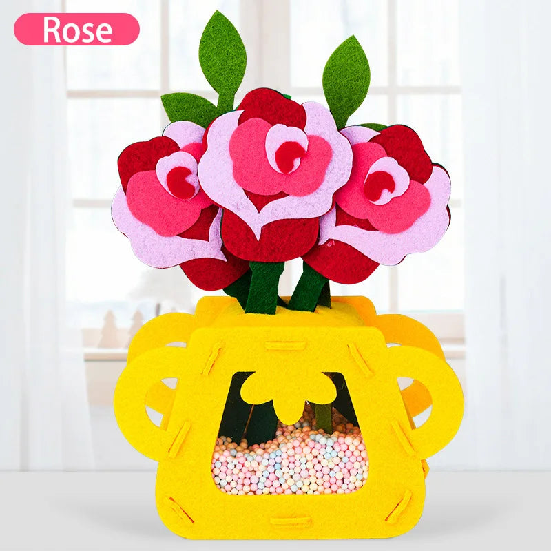 Ensemble de bricolage de fleurs Montessori fait main - Jouets colorés de pot de fleurs DIY pour enfants, cadeau créatif d'apprentissage précoce