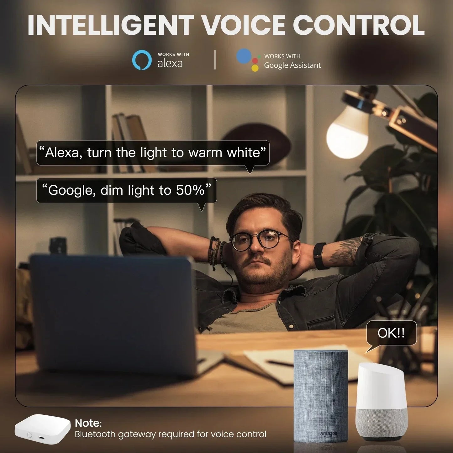 Ampoule Intelligente Tuya Zigbee E27 - RGB Contrôlée par Wifi via les applications SmartLife Google Alexa