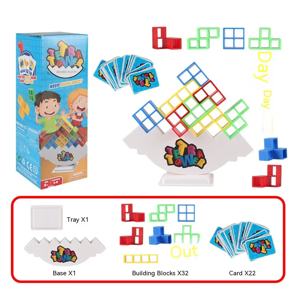Jeu d'empilement Colorful Balance - Puzzle Tetra Tower amusant pour enfants et adultes, parfait pour une soirée jeux en famille et des cadeaux