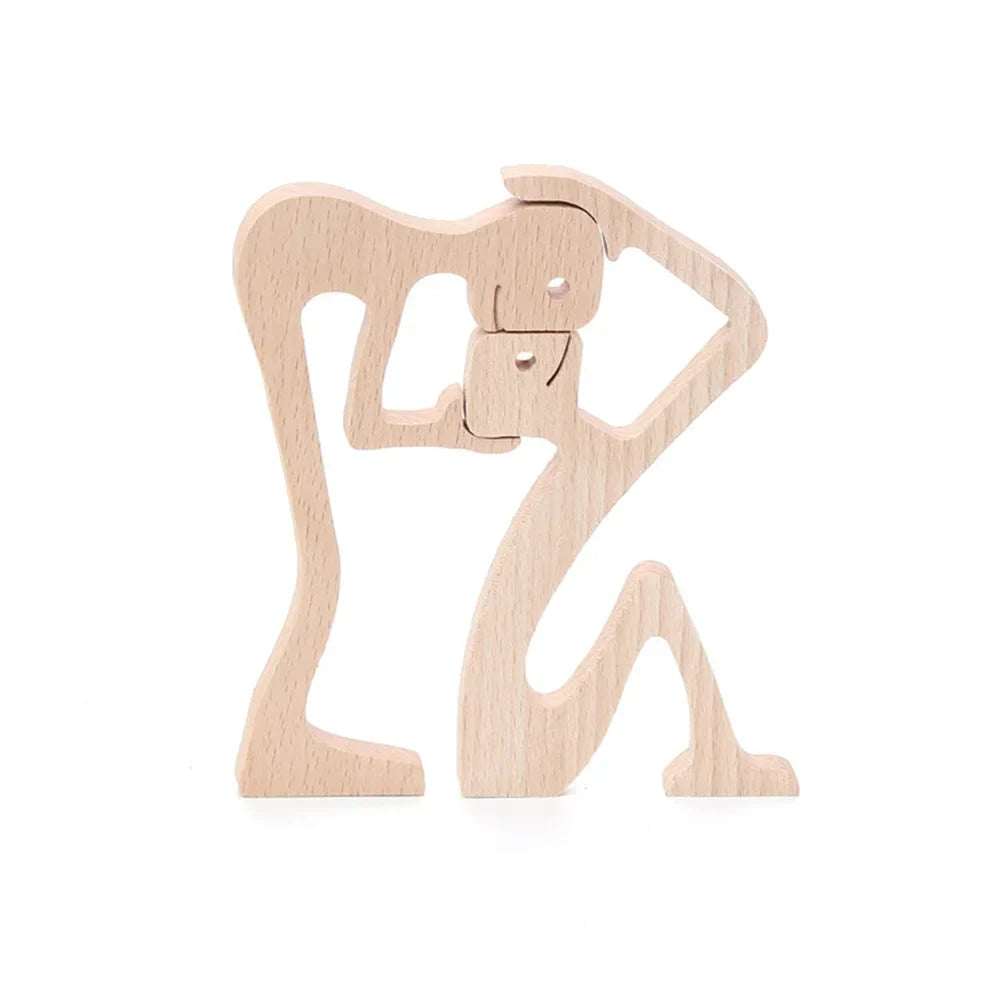 Figurine en bois de chien pour la famille, décoration de table de bureau artisanale, modèle de sculpture pour la maison et le bureau, sculpture d'animal de compagnie, cadeau de Noël