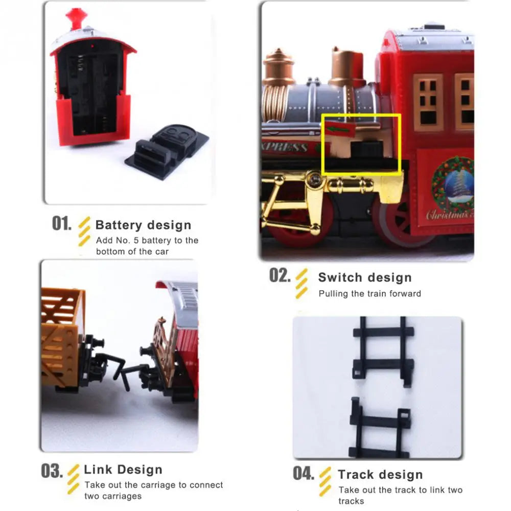 Train électrique télécommandé de haute qualité - Cadeau de Noël créatif pour les enfants, jouet de train amusant avec musique et lumières