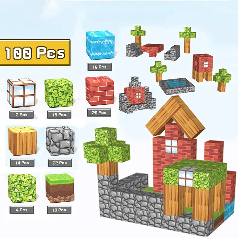 Ensemble de blocs de construction magnétiques pour enfants - Cubes sensoriels STEM Montessori pour tout-petits, cadeau éducatif pour garçons et filles