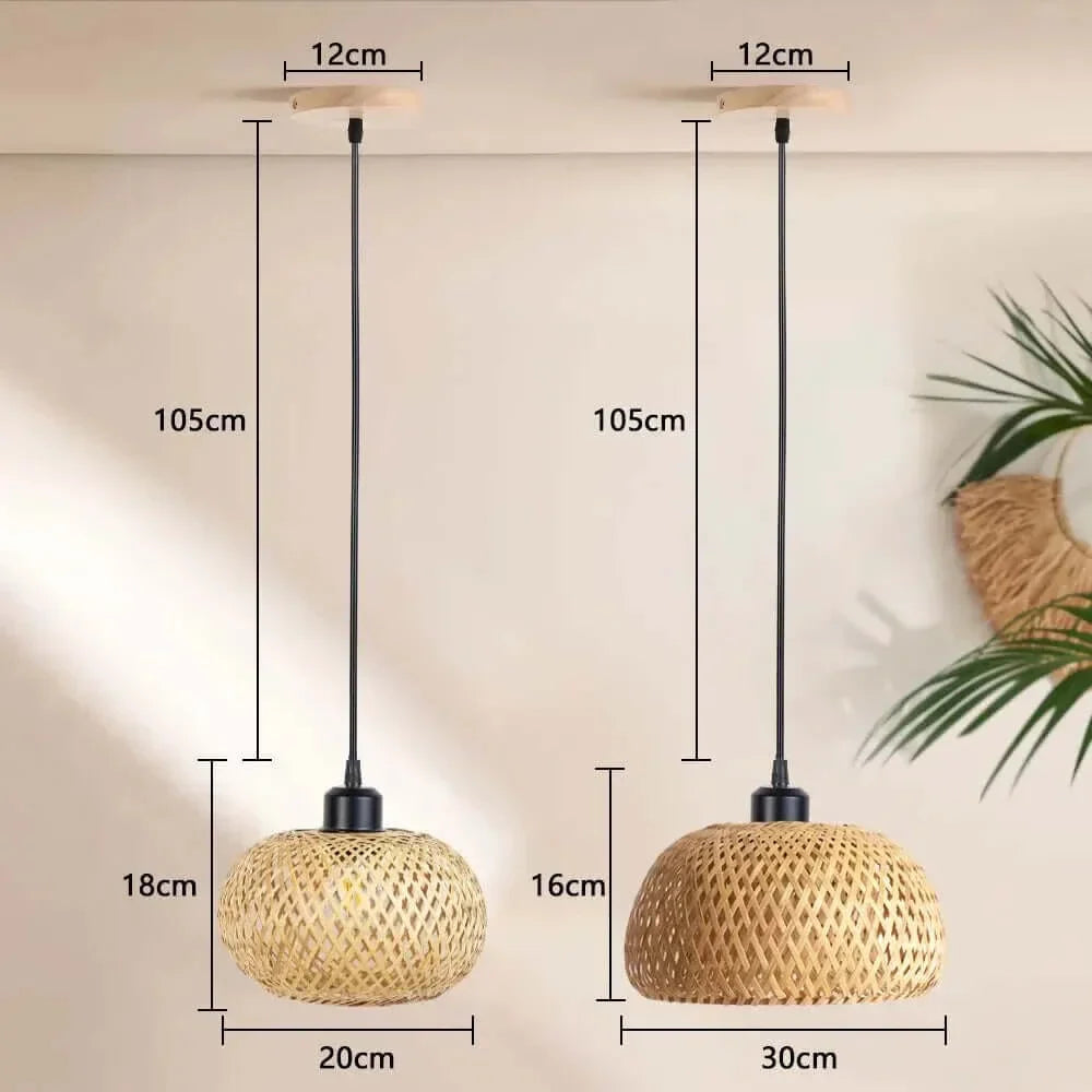 Chic lustre en rotin du milieu du siècle