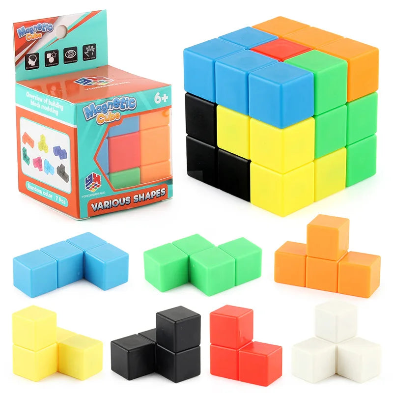 Cubes magnétiques à construire amovibles - Jouet puzzle éducatif anti-stress pour enfants, cadeau amusant pour l'apprentissage précoce