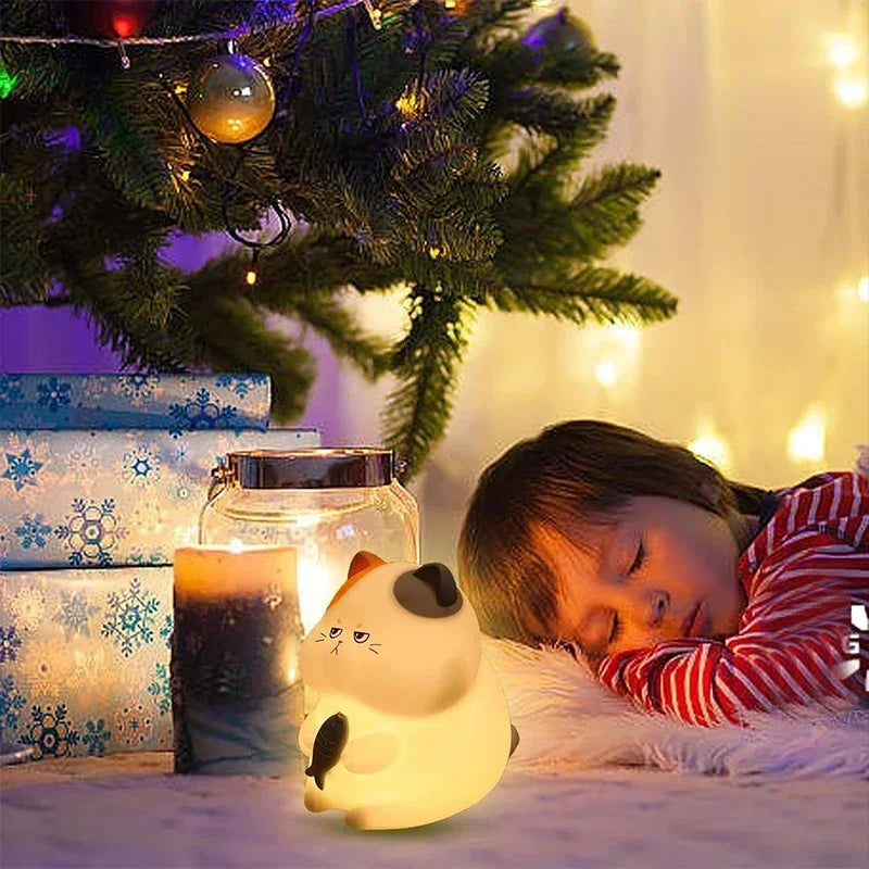 LumiMiaou – Lampe de Nuit Sans Fil avec Modes Chaleureux et RGB
