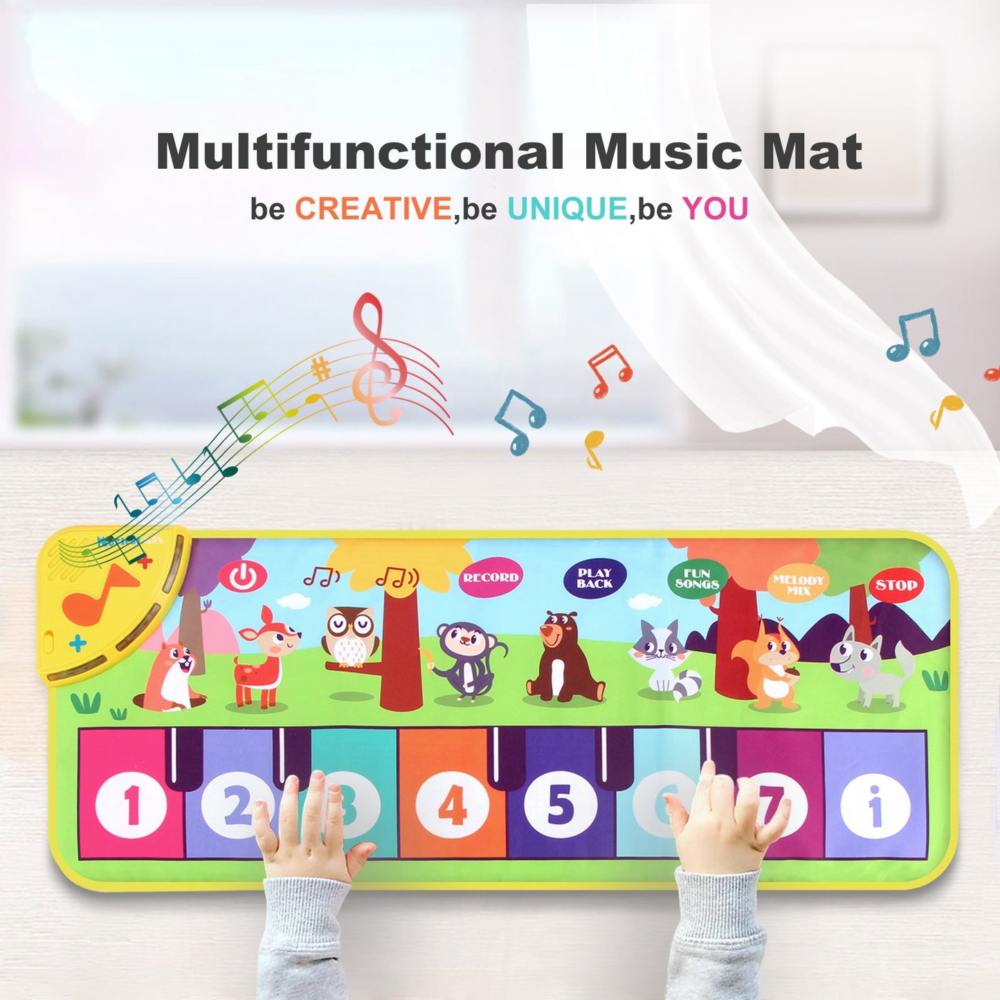 Tapis de danse musical multifonctionnel pour tout-petits - Clavier piano interactif avec sons d'animaux, cadeau éducatif pour enfants, amusement portable !