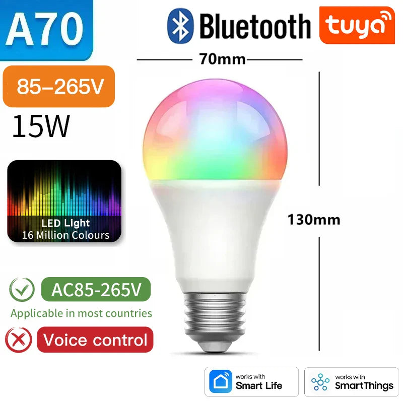 Ampoule Intelligente Tuya Zigbee E27 - RGB Contrôlée par Wifi via les applications SmartLife Google Alexa