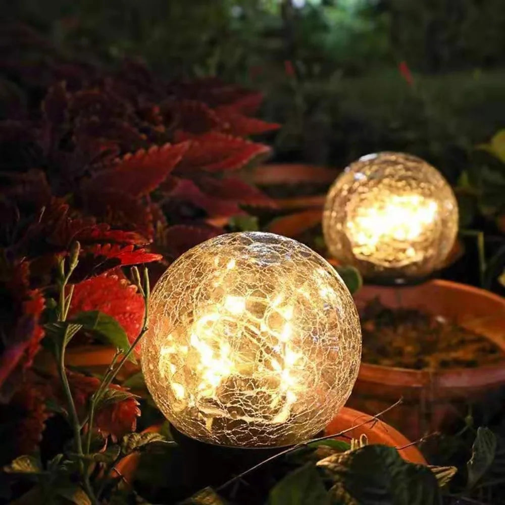 LumiGlobe – Lampe Solaire Boule Craquelée pour Extérieur
