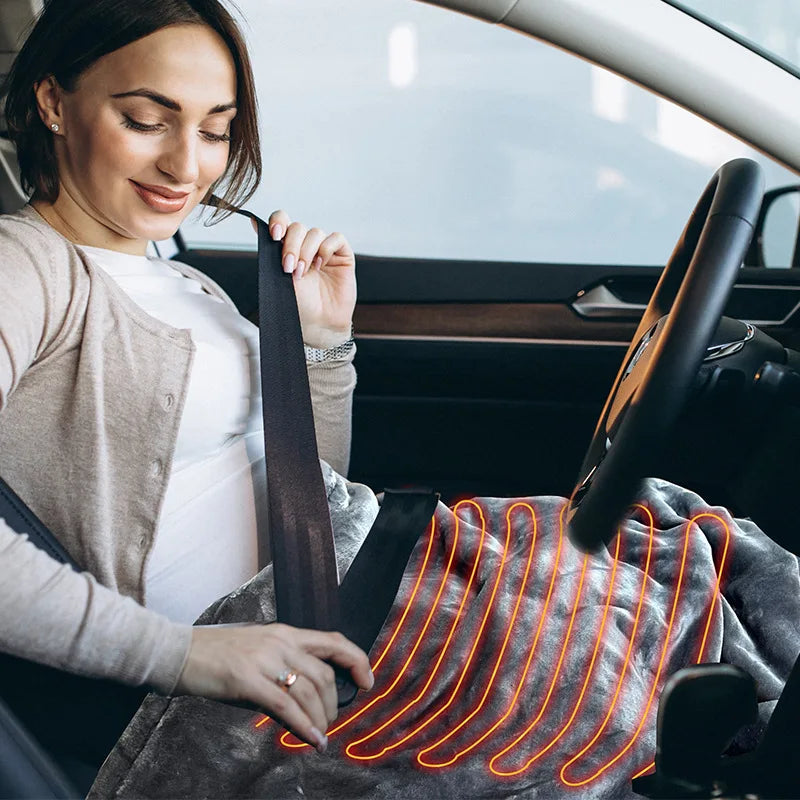 ChauffRider – Plaid Chauffant pour Voiture avec Minuterie et 9 Niveaux de Chaleur