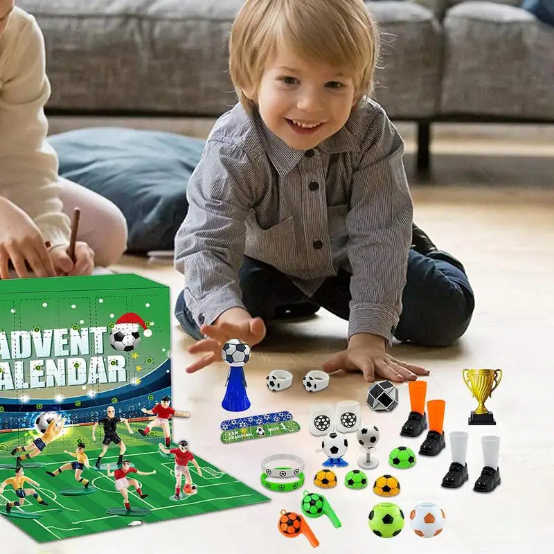 Calendrier de l'Avent de Noël sur le thème du football 2024 - Jouet de compte à rebours en blocs de construction pour enfants
