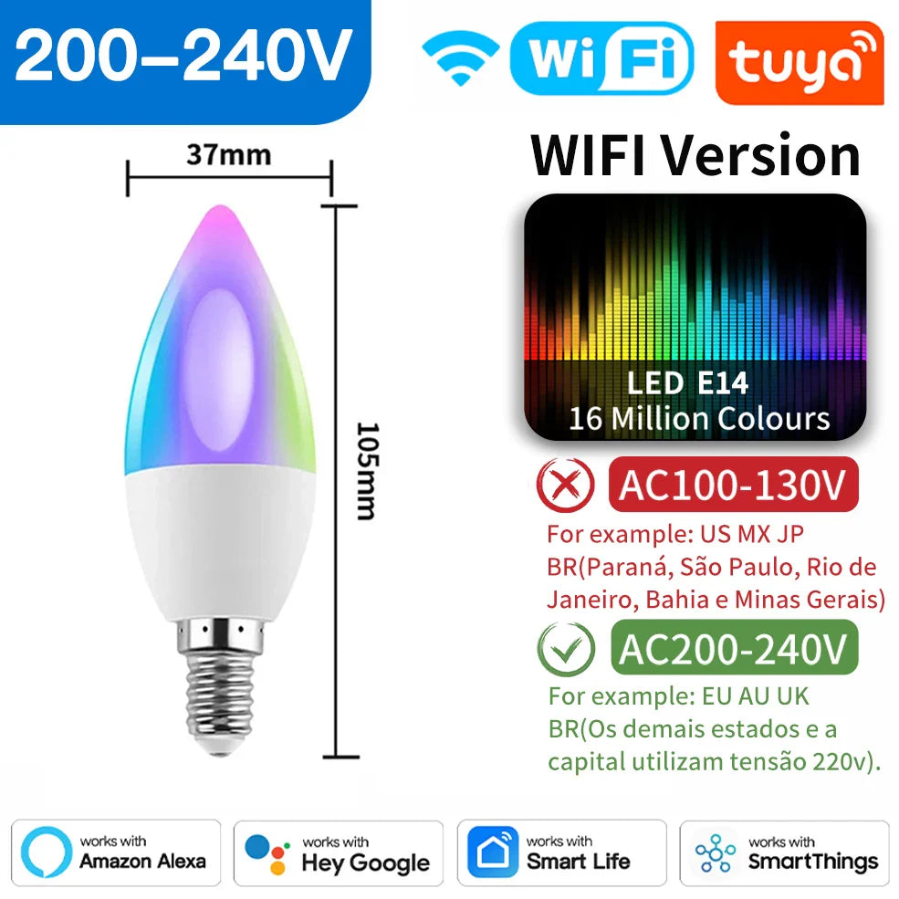 Ampoules LED intelligentes Tuya Zigbee E27 E14 GU10 - Dimmable RGB contrôlées par Wifi via les applications SmartLife Google Alexa