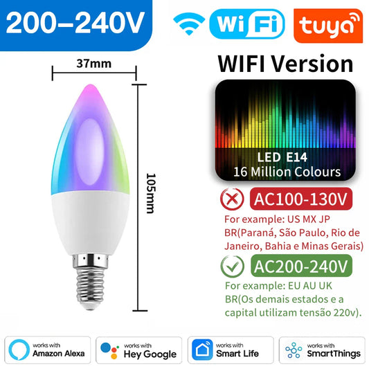 Ampoule LED intelligente Tuya Zigbee E14 - Contrôle WiFi Bluetooth via SmartLife Google Alexa Apps