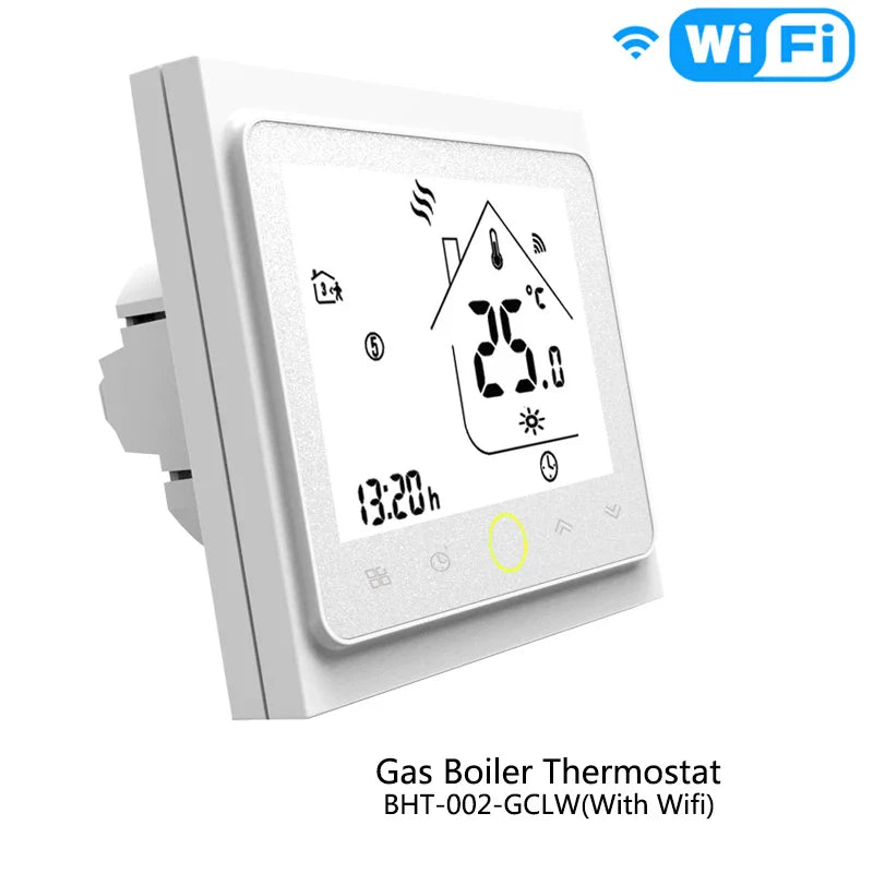 Thermostat LCD Intelligent WiFi Affichage de Contrôle de Température - Contrôle de Chauffage au Sol WiFi & Chaudière à Gaz via SmartLife Google Alexa Apps
