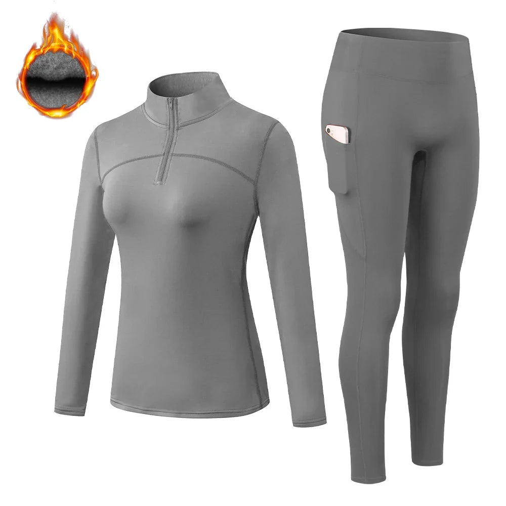 Ensemble de long johns thermiques chauds pour femmes - Sous-vêtements d'hiver confortables en seconde peau pour une utilisation active et décontractée