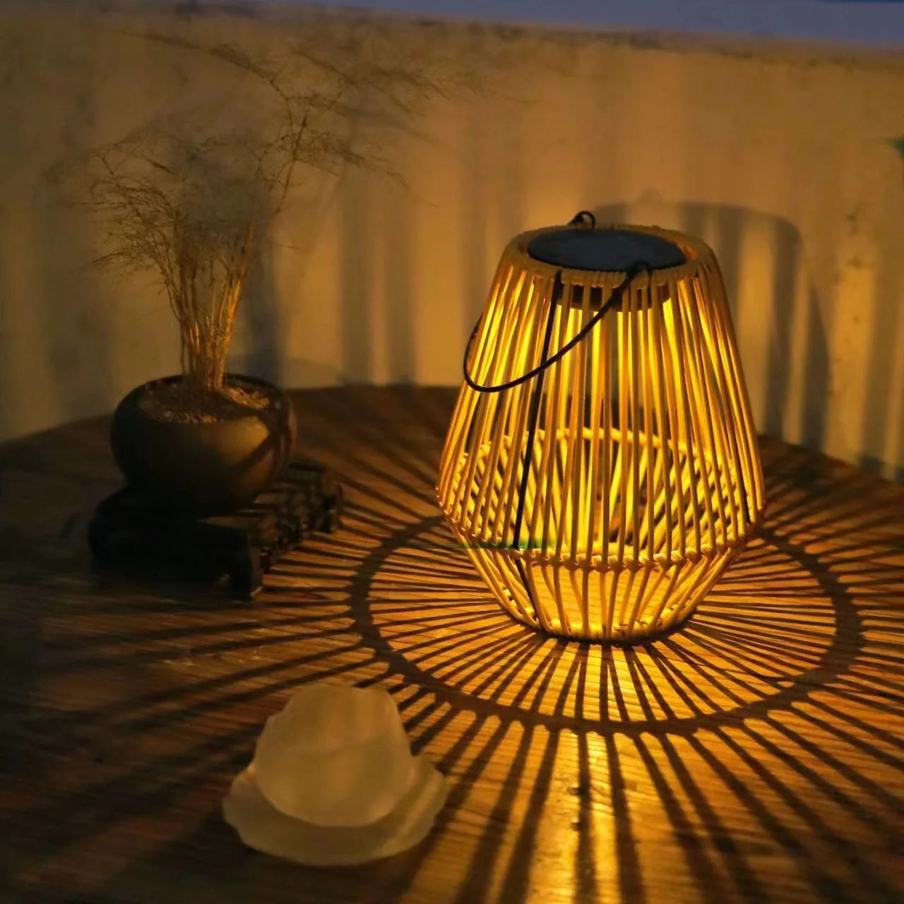 Floroux Lampe solaire tressée | Résistante aux intempéries | Luminaires extérieurs sans fil | Décoration pour le jardin et la terrasse
