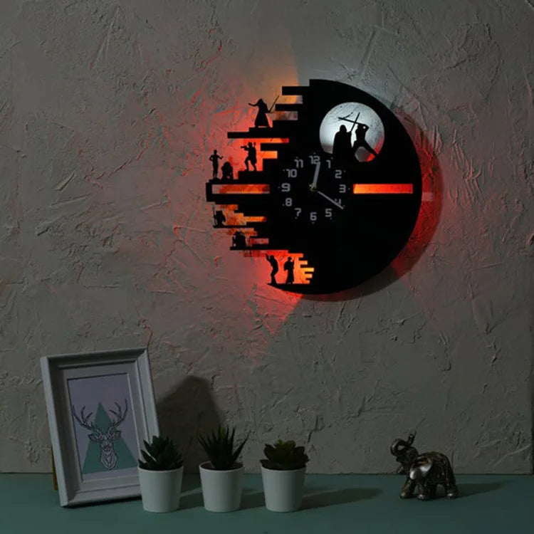 Horloge Vinyl StarWars - Décoration Murale LED pour Chambre