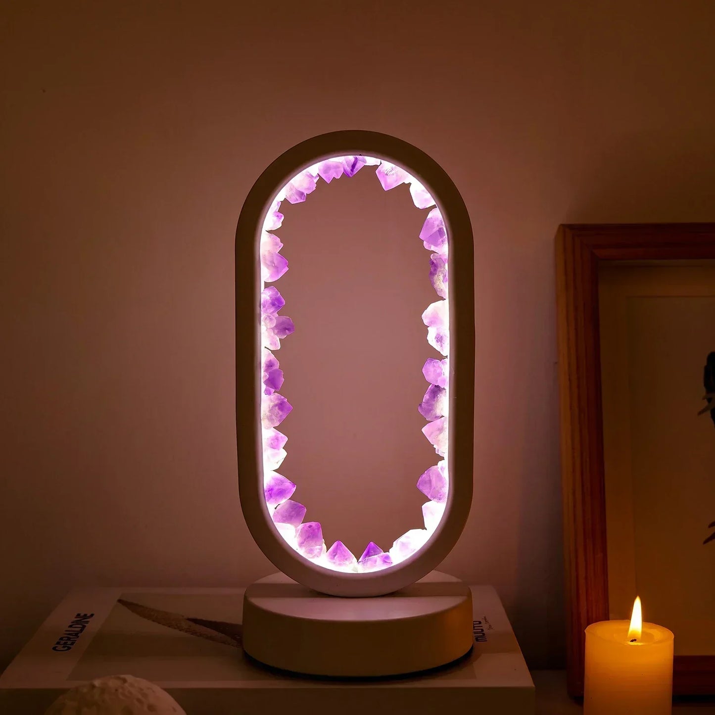 AuraViolette – Éclairage en Cristal Naturel pour Ambiance Relaxante