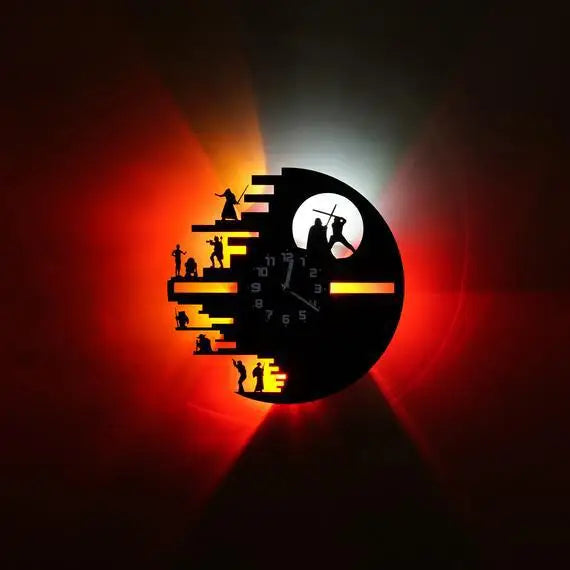 Horloge Vinyl StarWars - Décoration Murale LED pour Chambre
