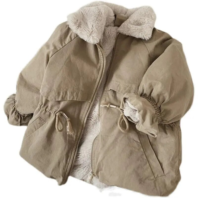 Veste en khaki doublée en fourrure pour enfants