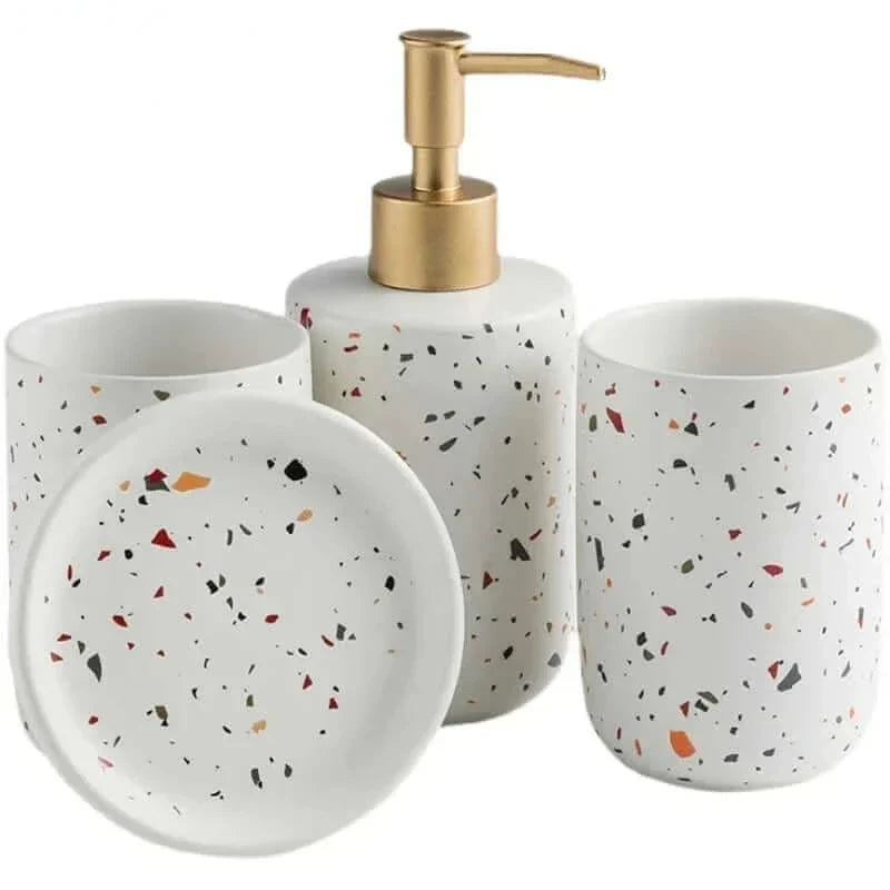 Accessoires de salle de bain en terrazzo peint nordique