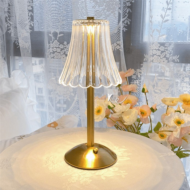 Alise - Lampe de table rechargeable en cristal doré
