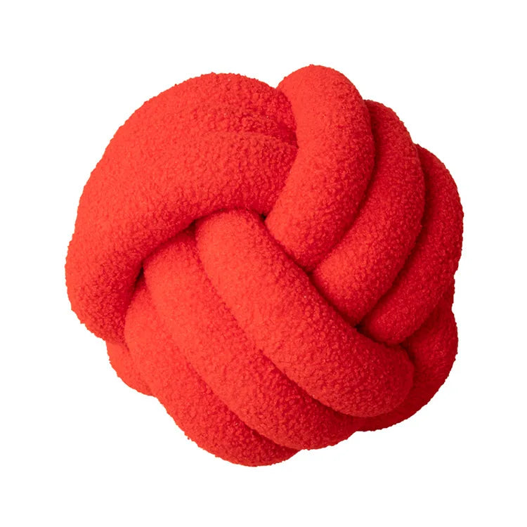 Coussin décoratif - Douillet - Boule nouée à la main - Peau de mouton