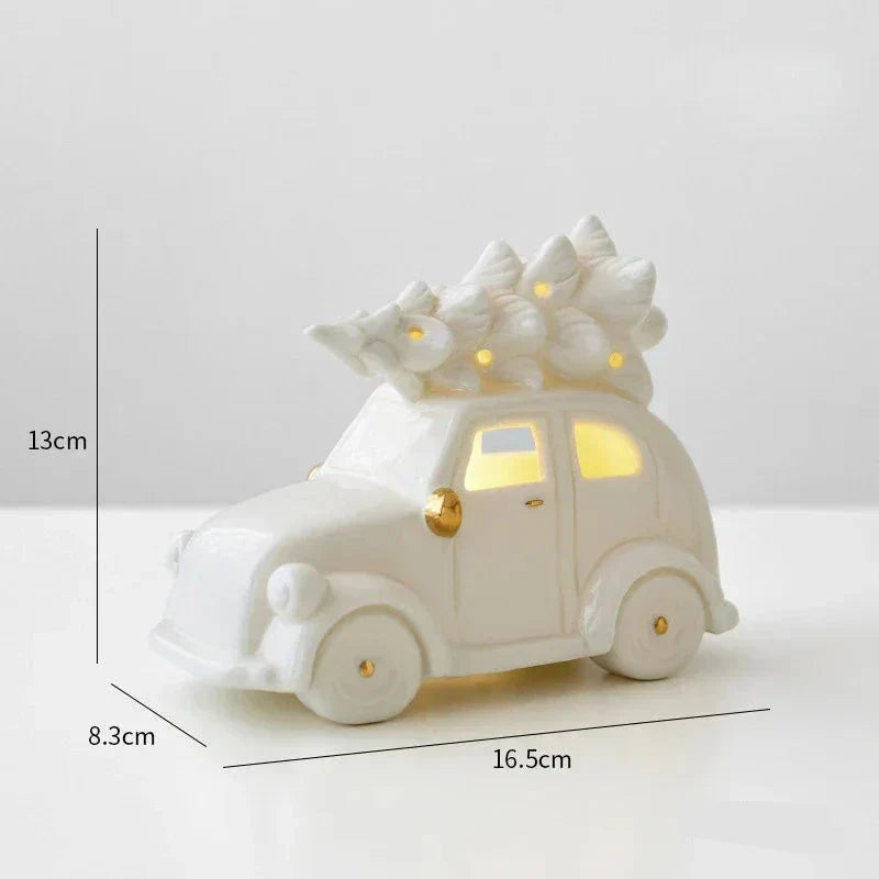 Bonhomme de neige en céramique lumineux – Figurine décorative festive pour des soirées d'hiver chaleureuses