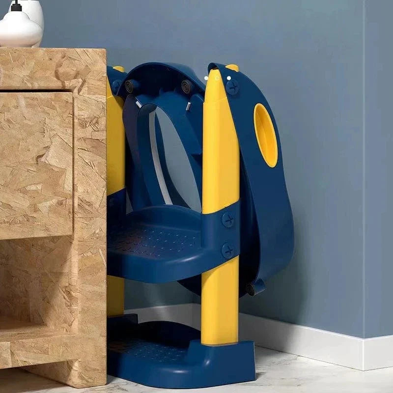 Échelle de toilette pliable réglable pour enfants - Escabeau, coussins souples, s'adapte aux toilettes standard