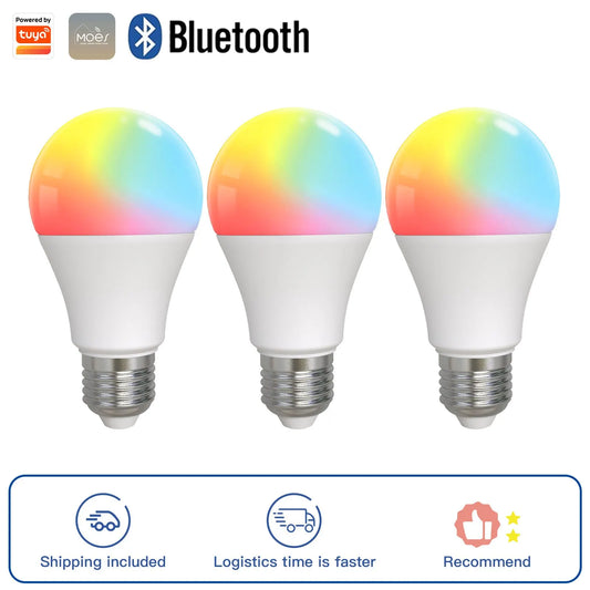 Ampoule LED RGB Tuya Smart 9W E27 - WiFi réglable, dimmable, contrôle via les applications SmartLife Google Alexa