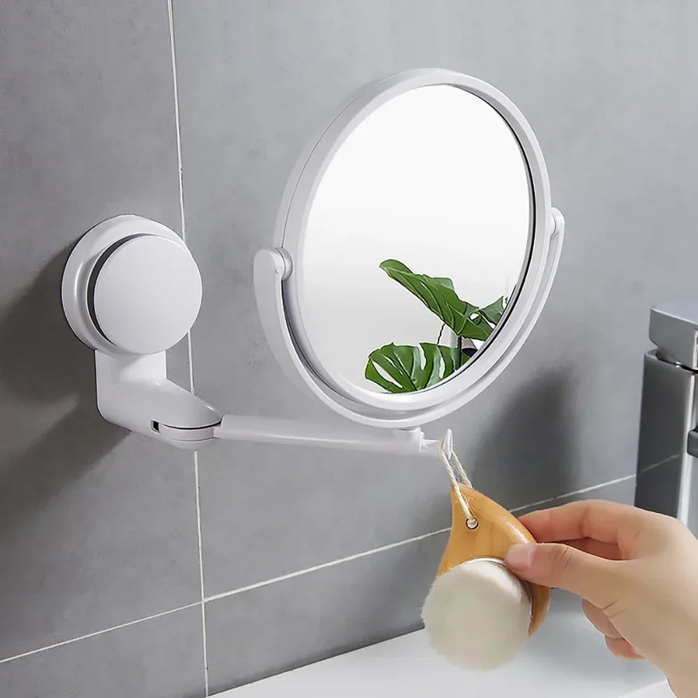 Miroir de maquillage repliable mural Sara avec bras extensible – Double face pivotant, installation sans perçage