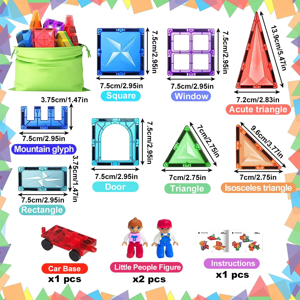 Ensemble de blocs de construction magnétiques - Tuiles magnétiques DIY éducatives pour enfants, jouet de construction inspiré de Montessori, cadeau parfait pour le jeu créatif