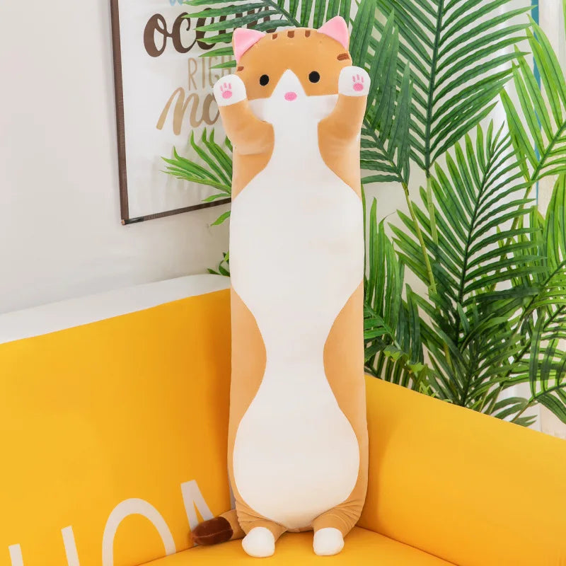 Adorable Coussin en Peluche Chat & Chien - 50-130cm (19.6-51.1 pouces) Coussin Doux pour Enfants & Filles, Parfait pour les Siestes et la Détente